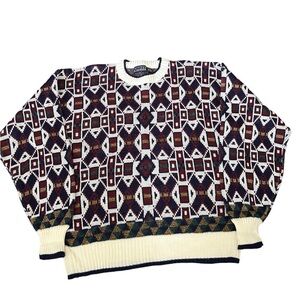 Vintage Geometric Grandpa Sweater XL Biggie